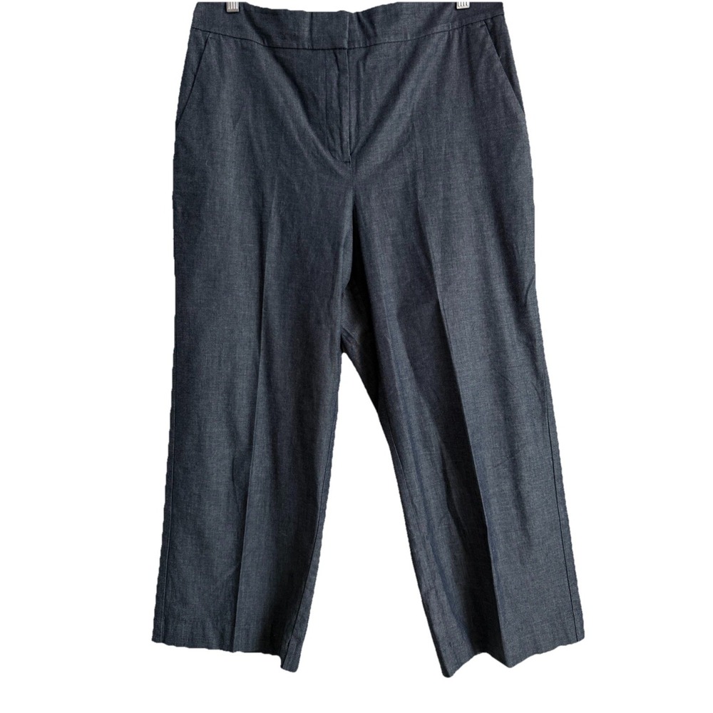 Ann Taylor Chambray Wide Leg Crop Pants Women's Size 10 Business Casual Travel‎